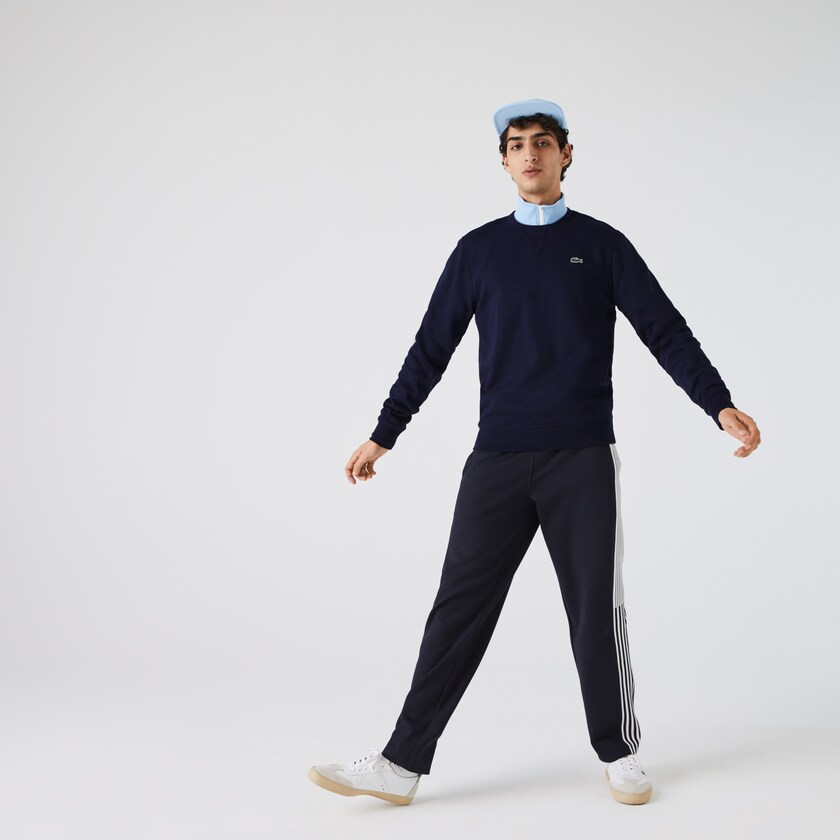Sudaderas Lacoste SPORT Crew Neck Fleece Hombre Azul Marino Azules | PU4-65416A1
