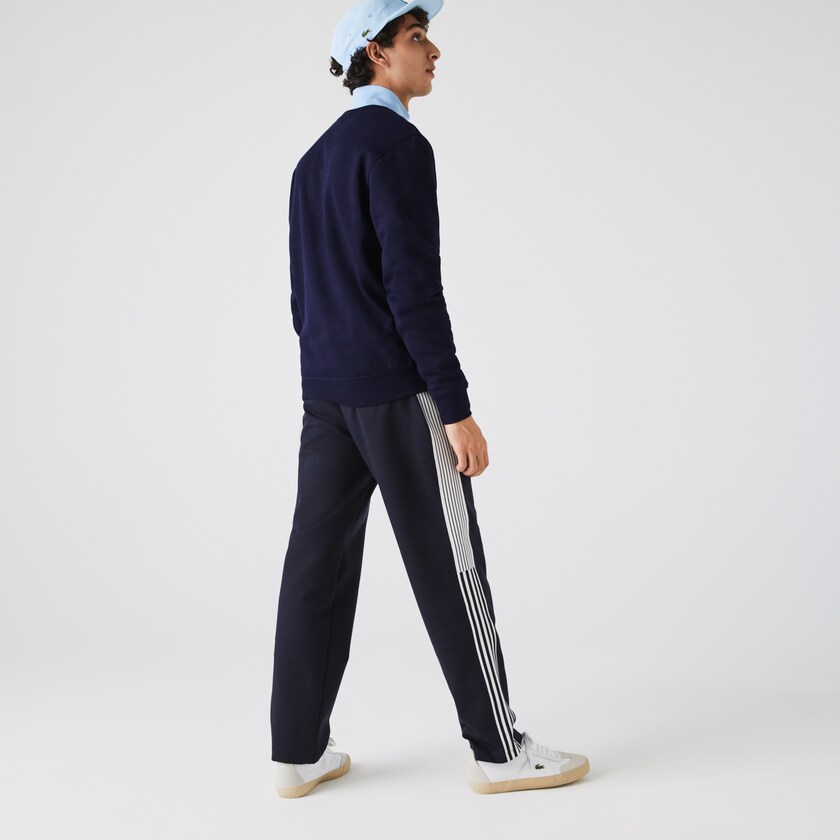 Sudaderas Lacoste SPORT Crew Neck Fleece Hombre Azul Marino Azules | PU4-65416A1