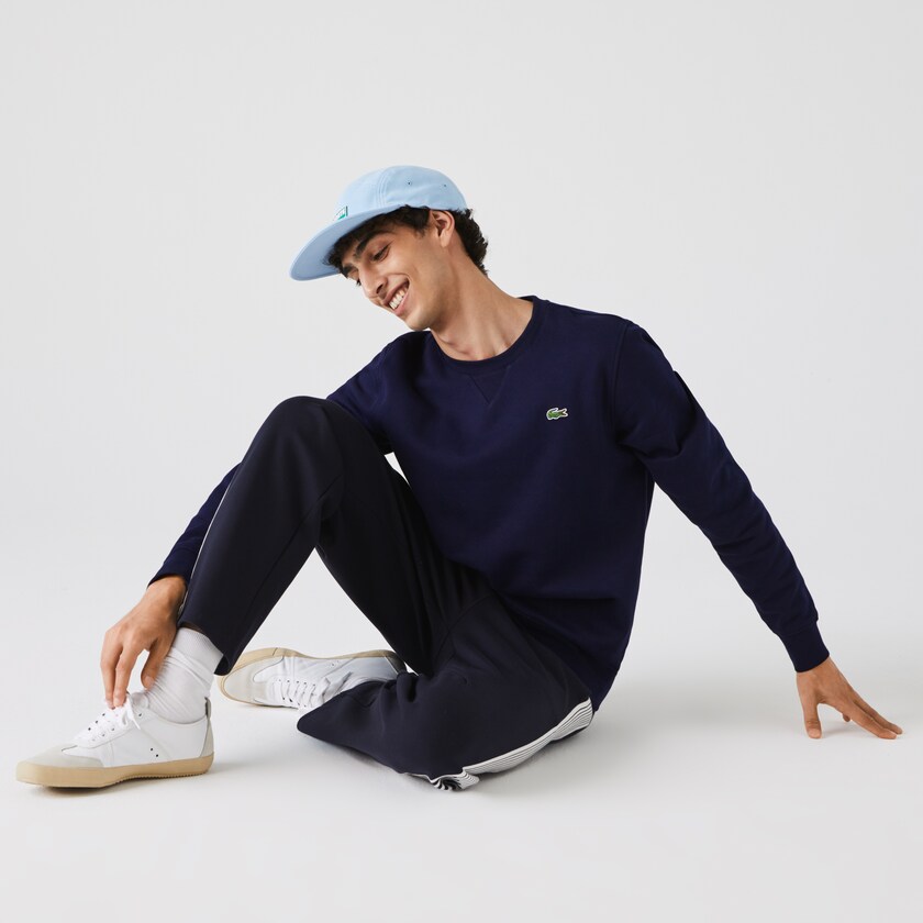 Sudaderas Lacoste SPORT Crew Neck Fleece Hombre Azul Marino Azules | PU4-65416A1