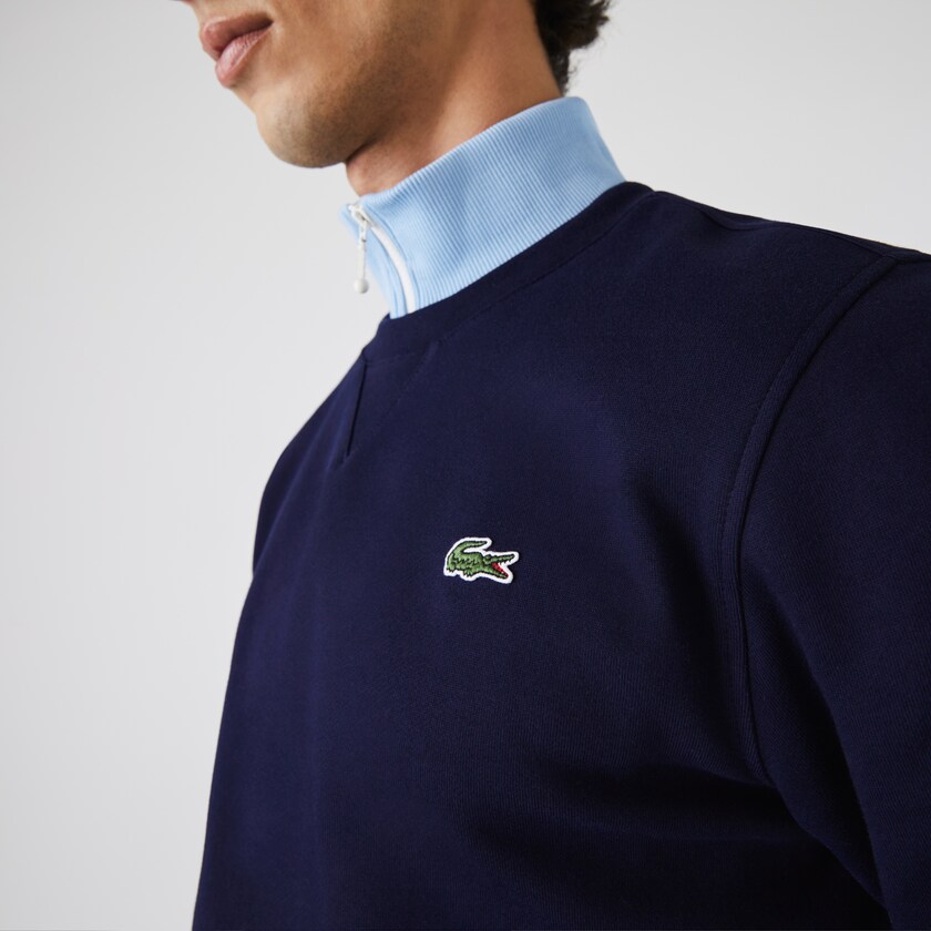 Sudaderas Lacoste SPORT Crew Neck Fleece Hombre Azul Marino Azules | PU4-65416A1