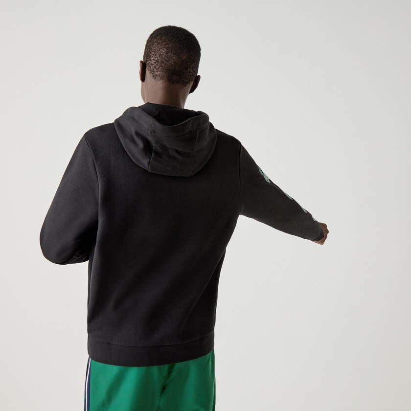 Sudaderas Lacoste SPORT Crocodile Print Hooded Cotton Hombre Negros | RM6-34633U4
