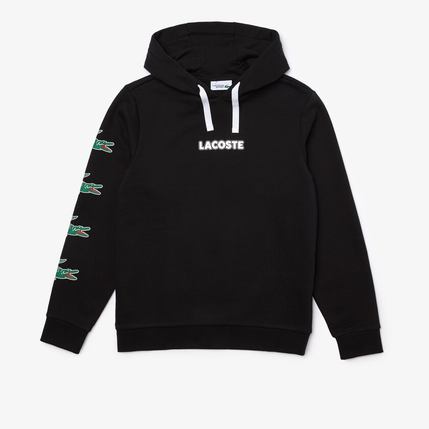 Sudaderas Lacoste SPORT Crocodile Print Hooded Cotton Hombre Negros | RM6-34633U4