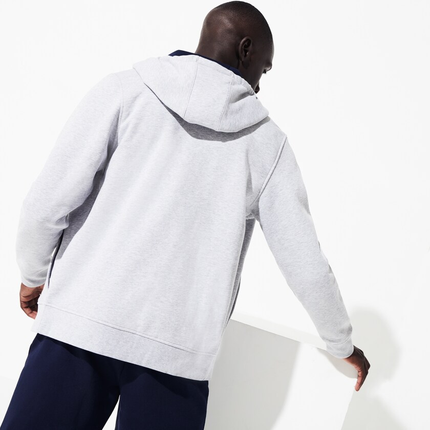 Sudaderas Lacoste Hombre Grises Azul Marino Azules SPORT Full-Zip Fleece Hoodie EZ2-67686H8
