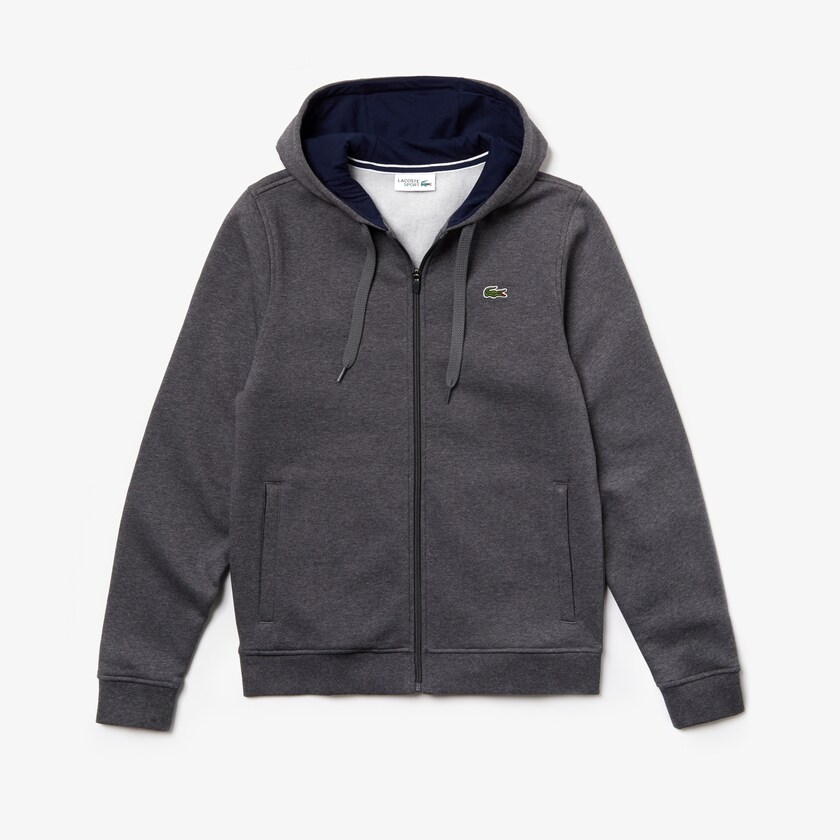 Sudaderas Lacoste SPORT Full-Zip Fleece Hoodie Hombre Grises Azul Marino Azules | VW9-14491D0