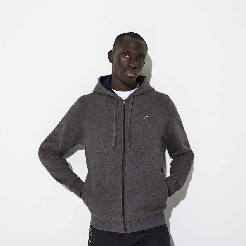 Sudaderas Lacoste SPORT Full-Zip Fleece Hoodie Hombre Grises Azul Marino Azules | VW9-14491D0