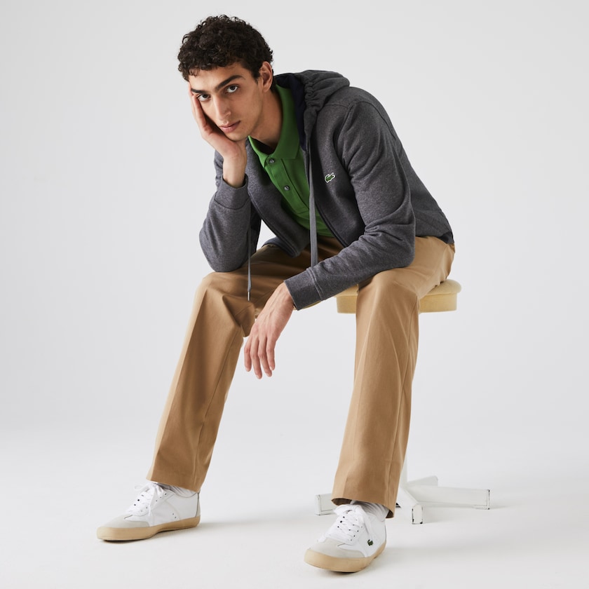 Sudaderas Lacoste SPORT Full-Zip Fleece Hoodie Hombre Grises Azul Marino Azules | VW9-14491D0