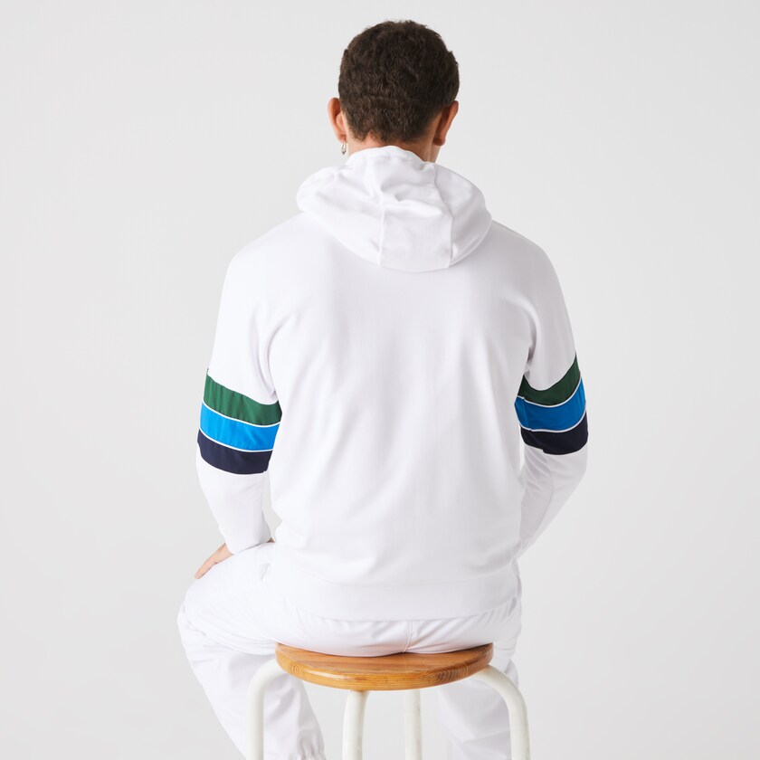 Sudaderas Lacoste SPORT Hooded Colorblock Fleece Hombre Blancos Verdes Azules Azul Marino Azules Blancos | LI1-54295X0