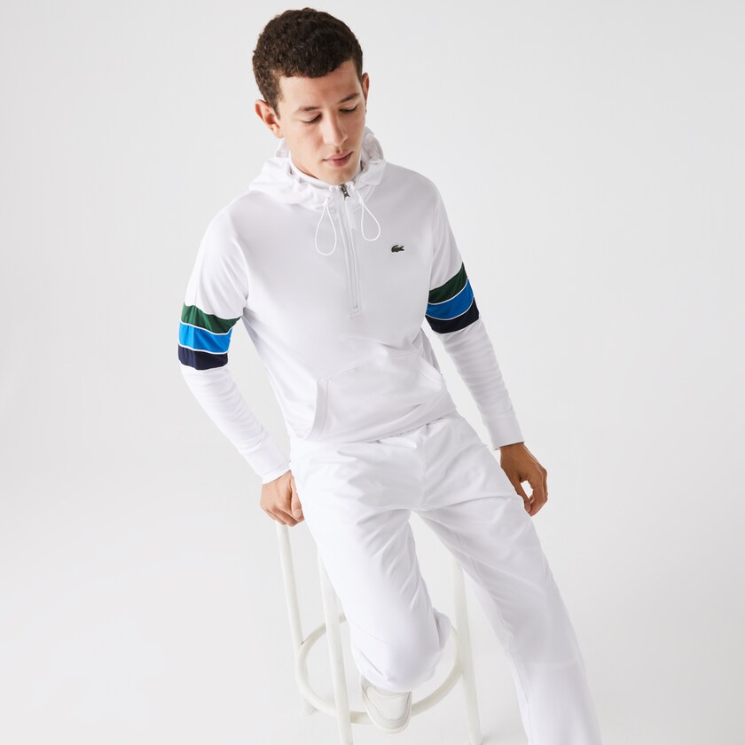 Sudaderas Lacoste SPORT Hooded Colorblock Fleece Hombre Blancos Verdes Azules Azul Marino Azules Blancos | LI1-54295X0
