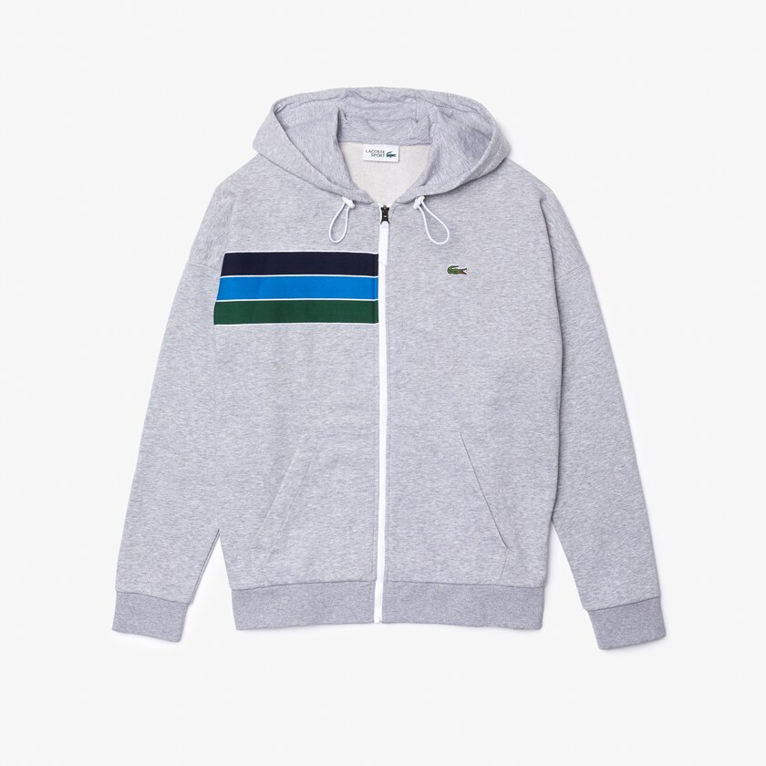 Sudaderas Lacoste SPORT Hooded Colorblock Fleece Zip Hombre Grises Azul Marino Azules Azules Verdes Blancos | FJ7-65596R4