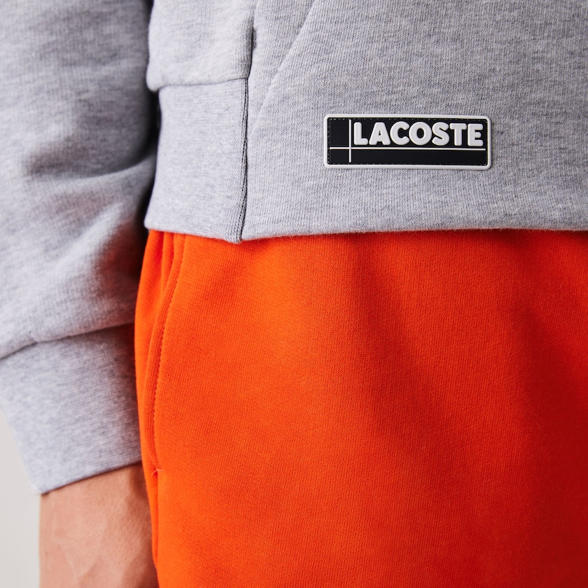Sudaderas Lacoste SPORT Hooded Contrast Fleece Hombre Grises Rojos | TI8-93419O4