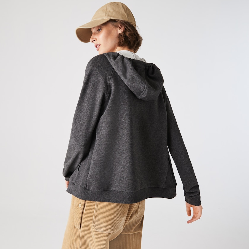 Sudaderas Lacoste SPORT Hooded Fleece Zip Tennis Mujer Grises | LG4-63616E9