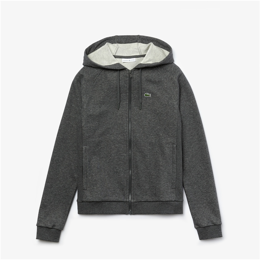 Sudaderas Lacoste SPORT Hooded Fleece Zip Tennis Mujer Grises | LG4-63616E9