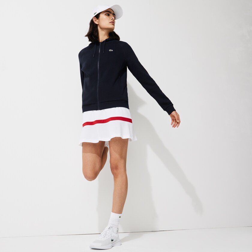 Sudaderas Lacoste SPORT Hooded Fleece Zip Tennis Mujer Azul Marino Azules | GB7-66336P5