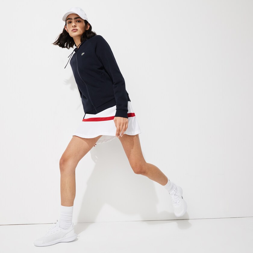 Sudaderas Lacoste SPORT Hooded Fleece Zip Tennis Mujer Azul Marino Azules | GB7-66336P5