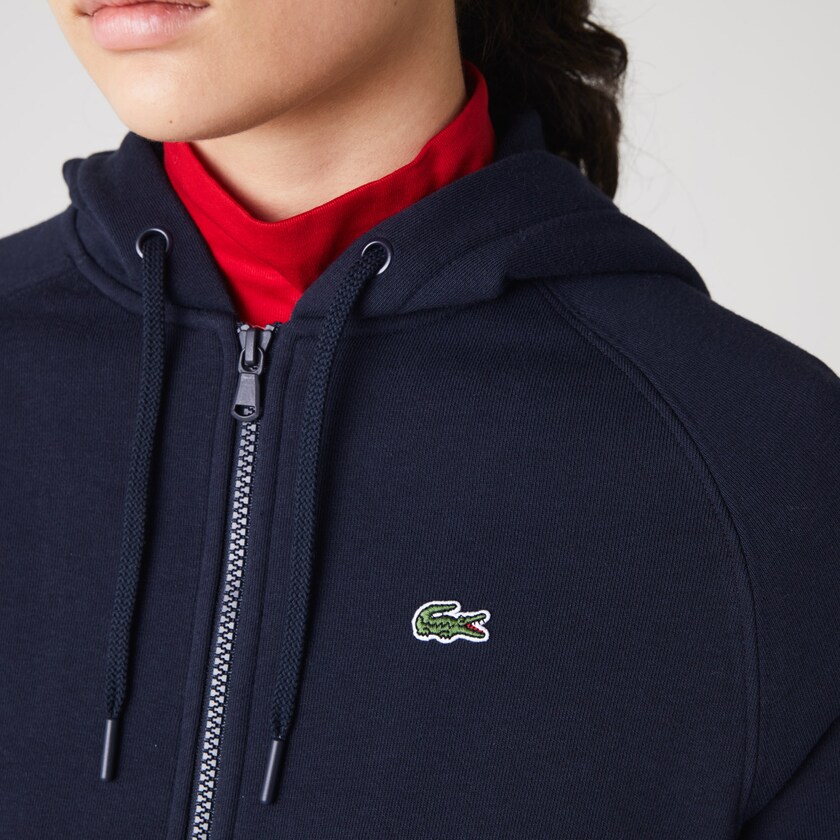 Sudaderas Lacoste SPORT Hooded Fleece Zip Tennis Mujer Azul Marino Azules | GB7-66336P5