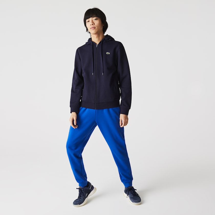 Sudaderas Lacoste SPORT Hooded Lightweight Bi-material Hombre Azul Marino Azules | DN9-22782I0