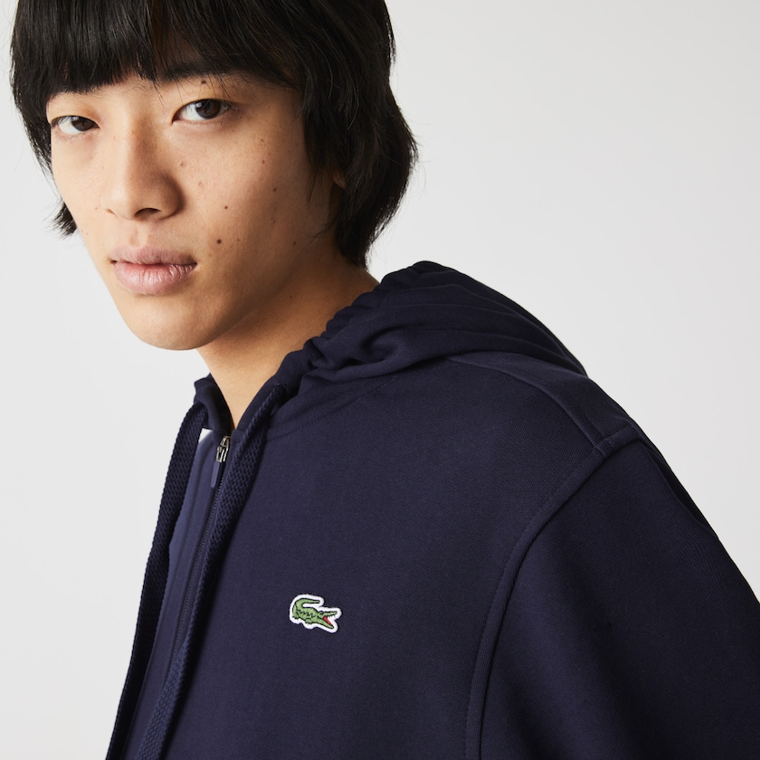 Sudaderas Lacoste SPORT Hooded Lightweight Bi-material Hombre Azul Marino Azules | DN9-22782I0