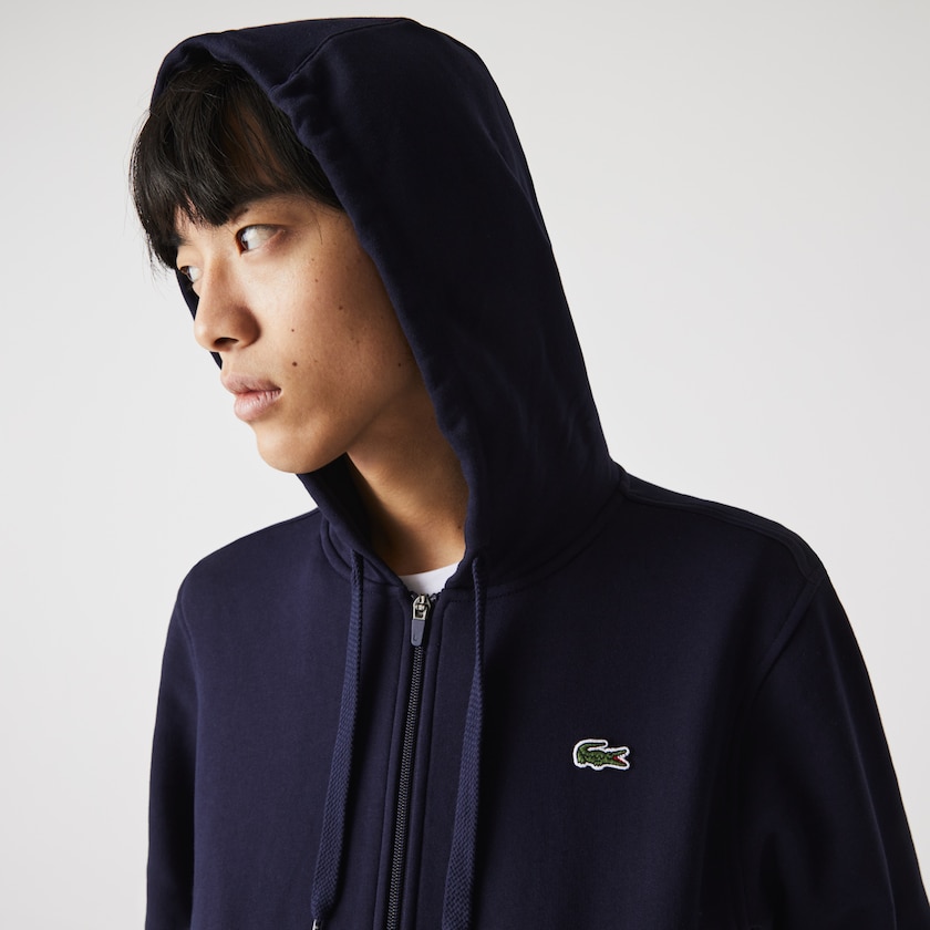 Sudaderas Lacoste SPORT Hooded Lightweight Bi-material Hombre Azul Marino Azules | DN9-22782I0