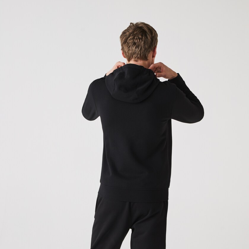 Sudaderas Lacoste SPORT Hooded Lightweight Bi-material Hombre Negros | CJ8-15481I1