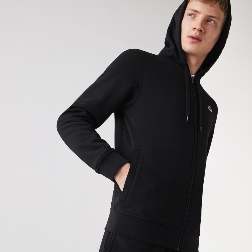Sudaderas Lacoste SPORT Hooded Lightweight Bi-material Hombre Negros | CJ8-15481I1