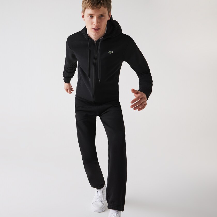 Sudaderas Lacoste SPORT Hooded Lightweight Bi-material Hombre Negros | CJ8-15481I1