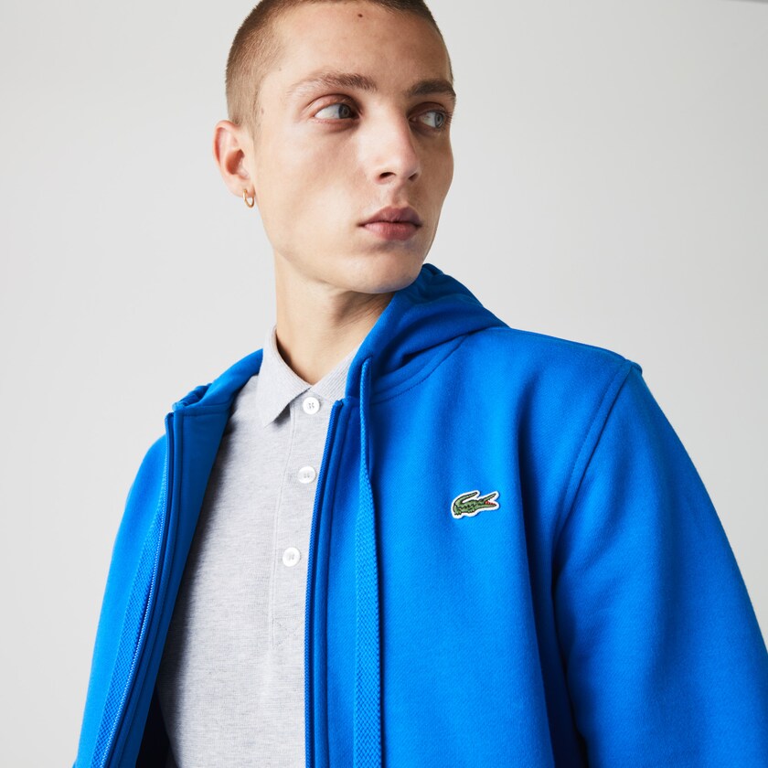 Sudaderas Lacoste SPORT Hooded Lightweight Bi-material Hombre Azules | FG9-74367Y2