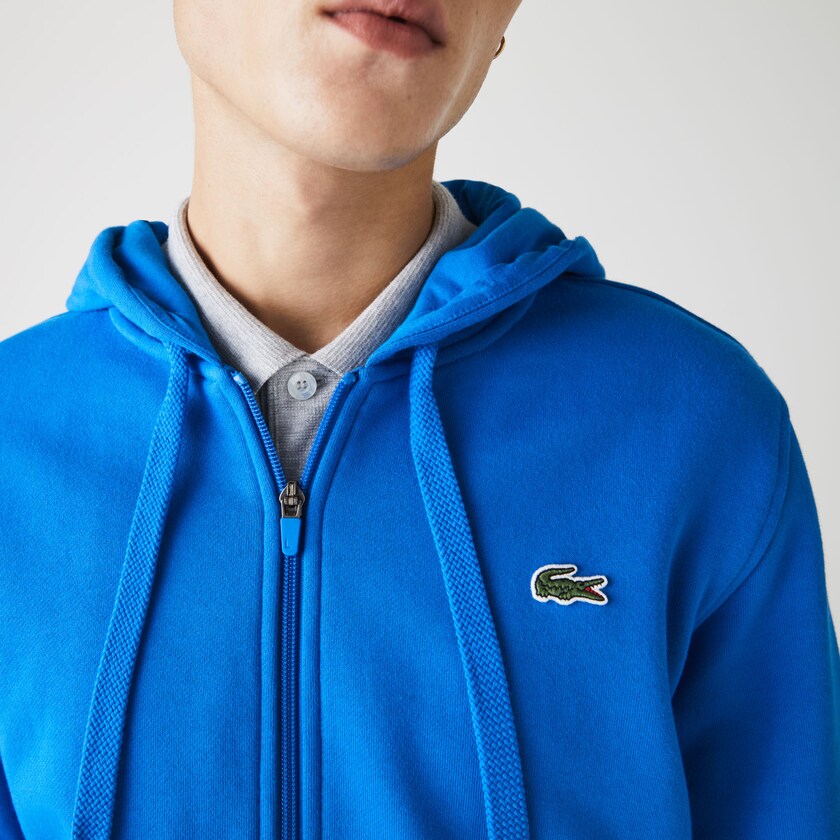Sudaderas Lacoste SPORT Hooded Lightweight Bi-material Hombre Azules | FG9-74367Y2