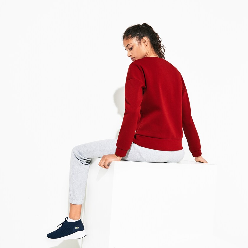 Sudaderas Lacoste SPORT Oversize Croc Cotton-Blend Mujer Rojos Oscuro | CW7-84248R5