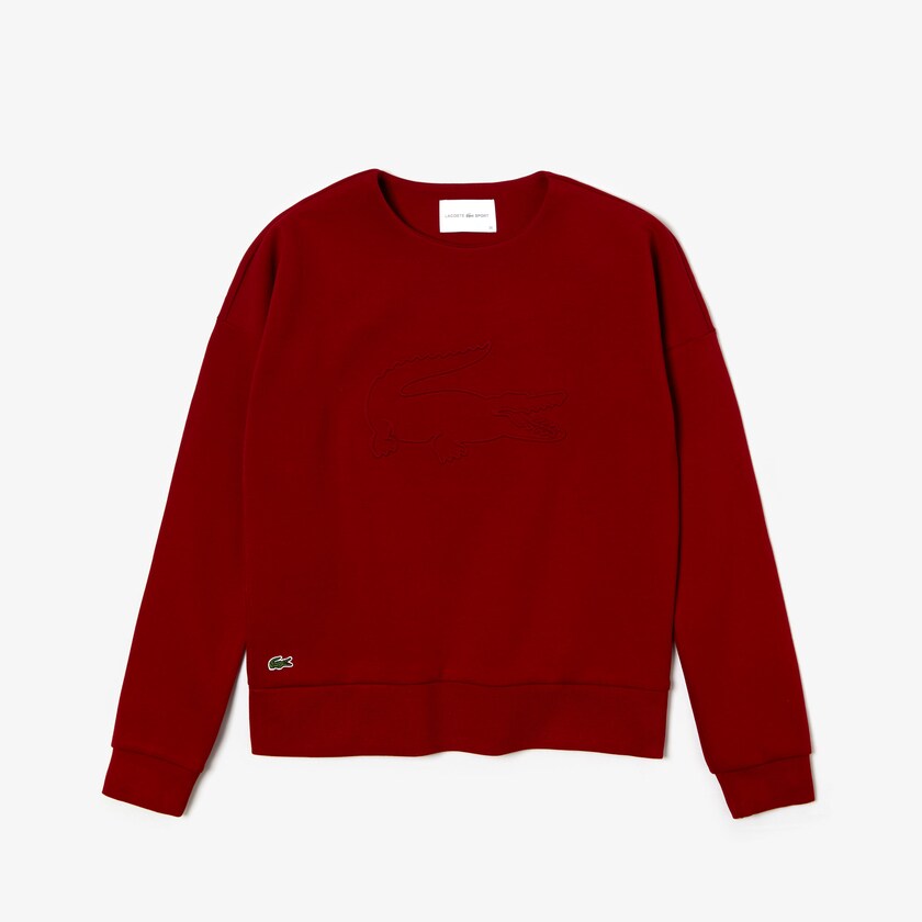 Sudaderas Lacoste SPORT Oversize Croc Cotton-Blend Mujer Rojos Oscuro | CW7-84248R5