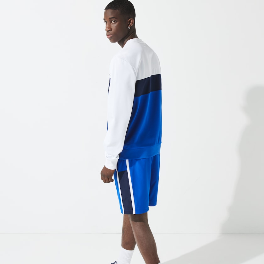 Sudaderas Lacoste SPORT Resistant Colorblock Piqué Hombre Blancos Azules Azul Marino Azules Blancos | WY9-80308S3
