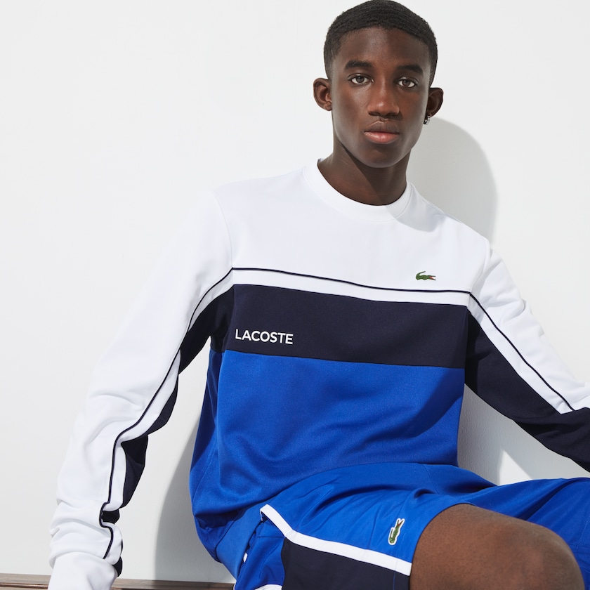 Sudaderas Lacoste SPORT Resistant Colorblock Piqué Hombre Blancos Azules Azul Marino Azules Blancos | WY9-80308S3