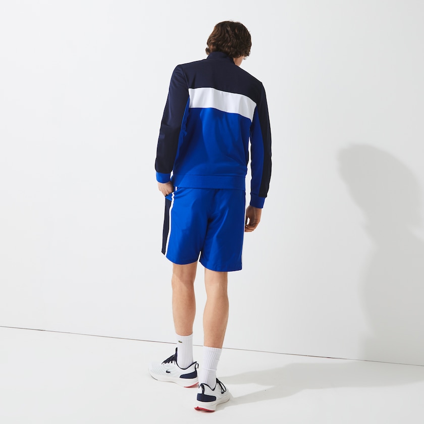 Sudaderas Lacoste SPORT Resistant Colourblock Piqué Zip Hombre Azul Marino Azules Azules Blancos Azules | ZK2-07710O7
