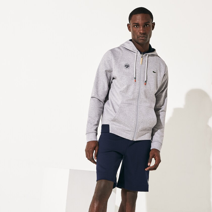 Sudaderas Lacoste SPORT Roland Garros Hooded Zip-Up Hombre Grises Azul Marino Azules Blancos | CP8-96369E2