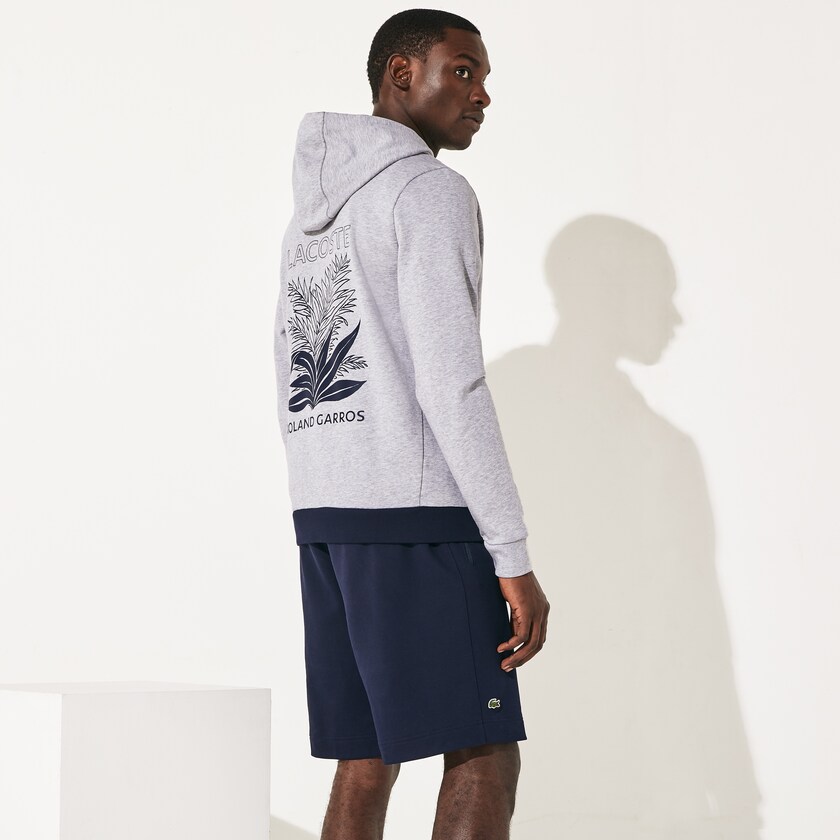 Sudaderas Lacoste SPORT Roland Garros Hooded Zip-Up Hombre Grises Azul Marino Azules Blancos | CP8-96369E2
