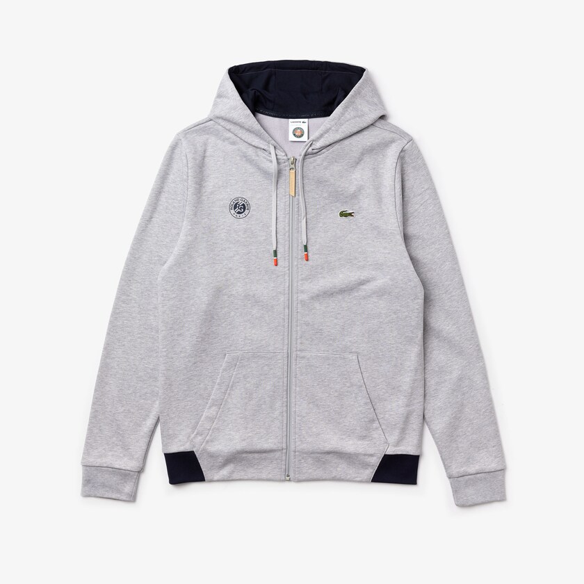 Sudaderas Lacoste SPORT Roland Garros Hooded Zip-Up Hombre Grises Azul Marino Azules Blancos | CP8-96369E2