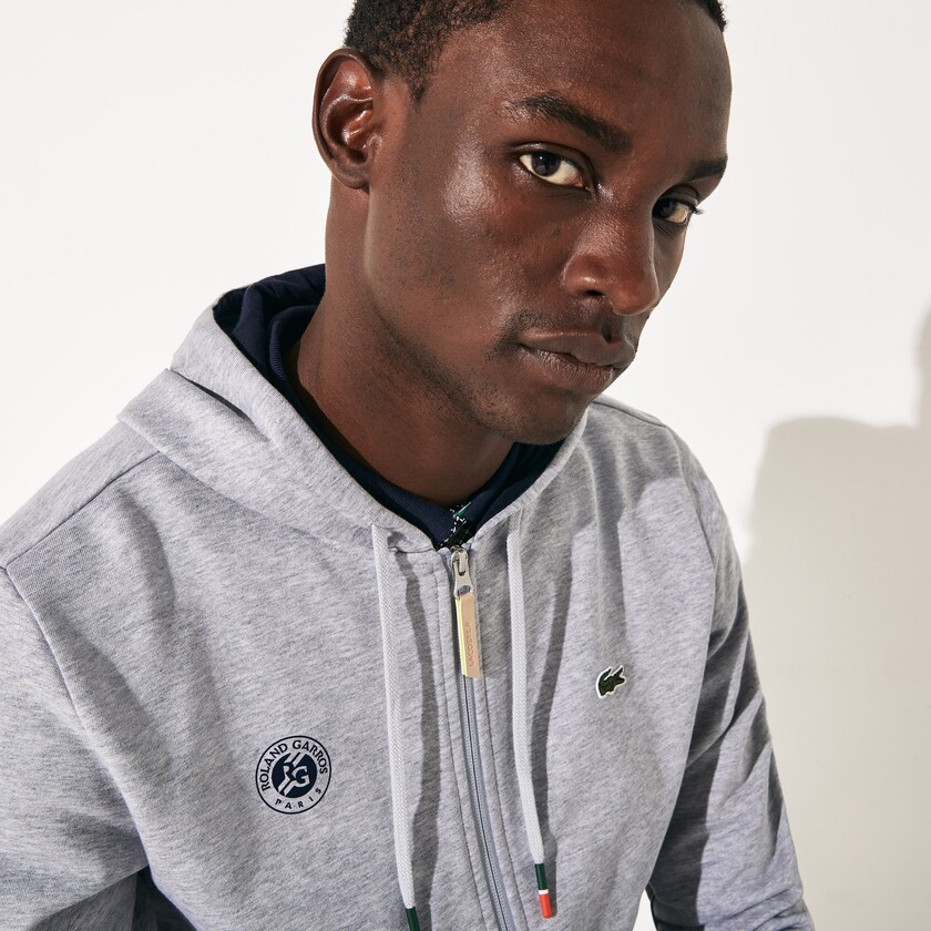 Sudaderas Lacoste SPORT Roland Garros Hooded Zip-Up Hombre Grises Azul Marino Azules Blancos | CP8-96369E2