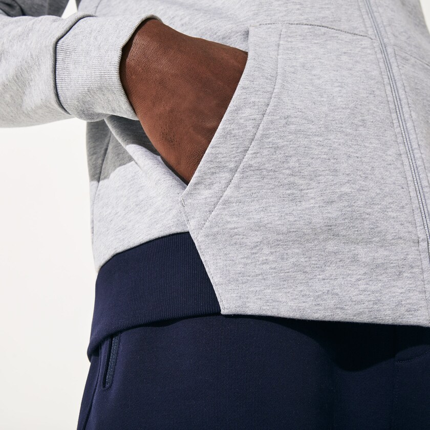 Sudaderas Lacoste SPORT Roland Garros Hooded Zip-Up Hombre Grises Azul Marino Azules Blancos | CP8-96369E2