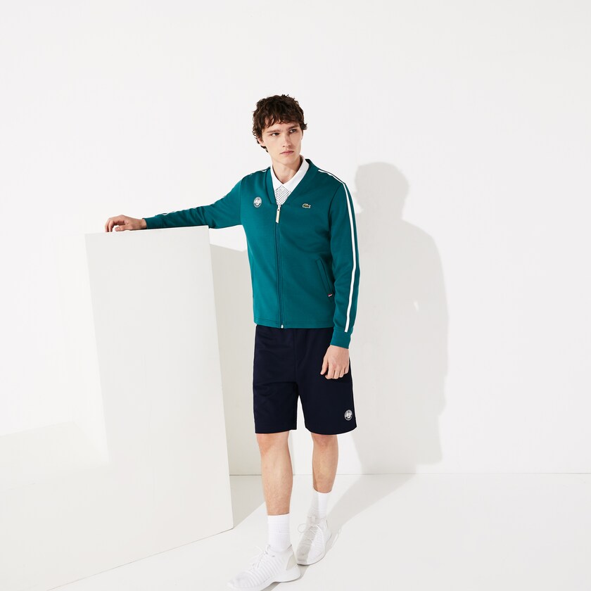 Sudaderas Lacoste SPORT Roland Garros V-Neck Zip Hombre Verdes Blancos Rojos | NP5-38363O8