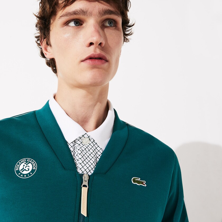 Sudaderas Lacoste SPORT Roland Garros V-Neck Zip Hombre Verdes Blancos Rojos | NP5-38363O8