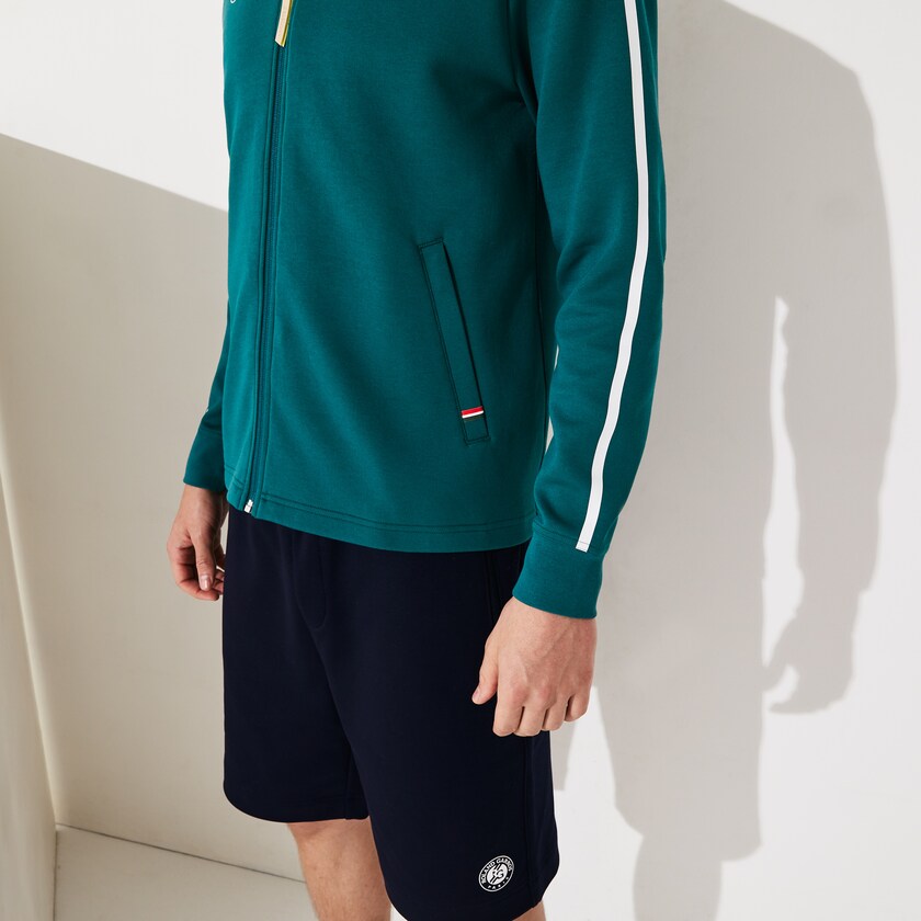 Sudaderas Lacoste SPORT Roland Garros V-Neck Zip Hombre Verdes Blancos Rojos | NP5-38363O8