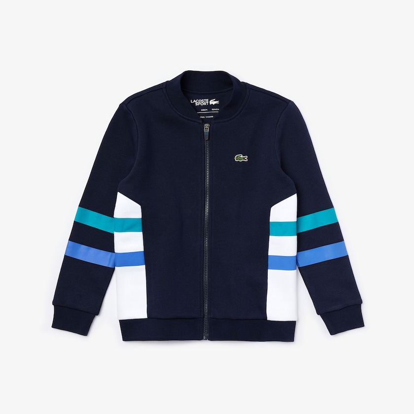Sudaderas Lacoste Niños Azul Marino Azules Blancos Turquesa Azules SPORT Side Stripe Full-Zip Colorblock JV2-01090D8