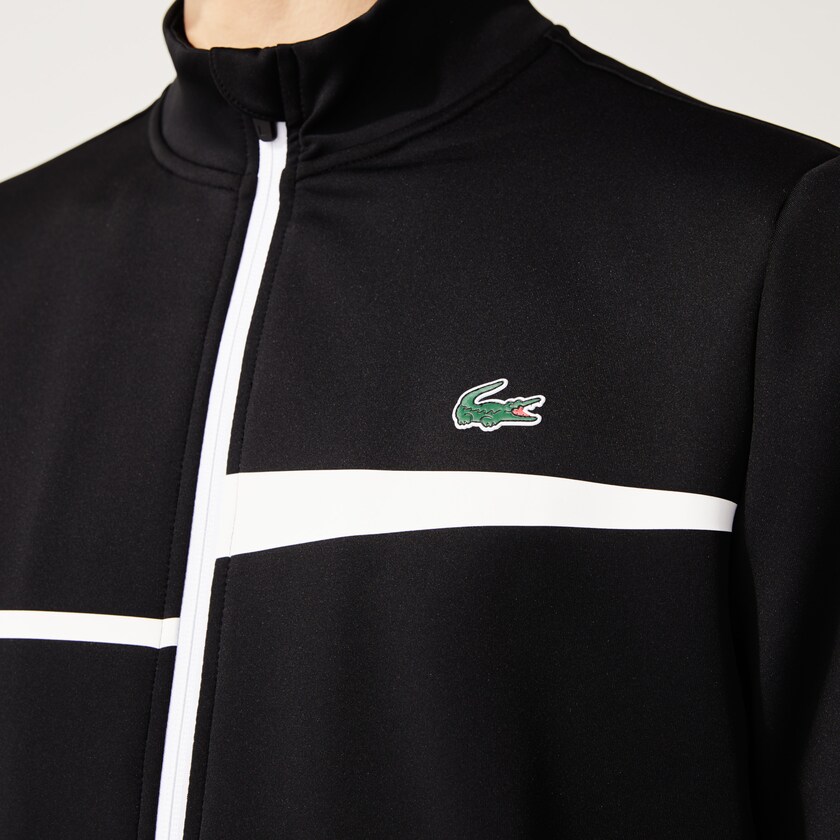 Sudaderas Lacoste SPORT Stand-Up Collar Zip Tennis Hombre Negros Blancos | IO4-03230I2