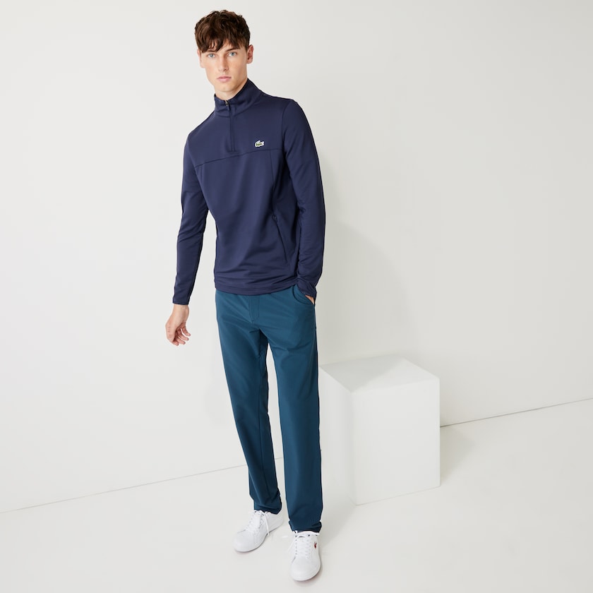 Sudaderas Lacoste SPORT Stretch Zippered Collar Hombre Azul Marino Azules | BB0-52515U1