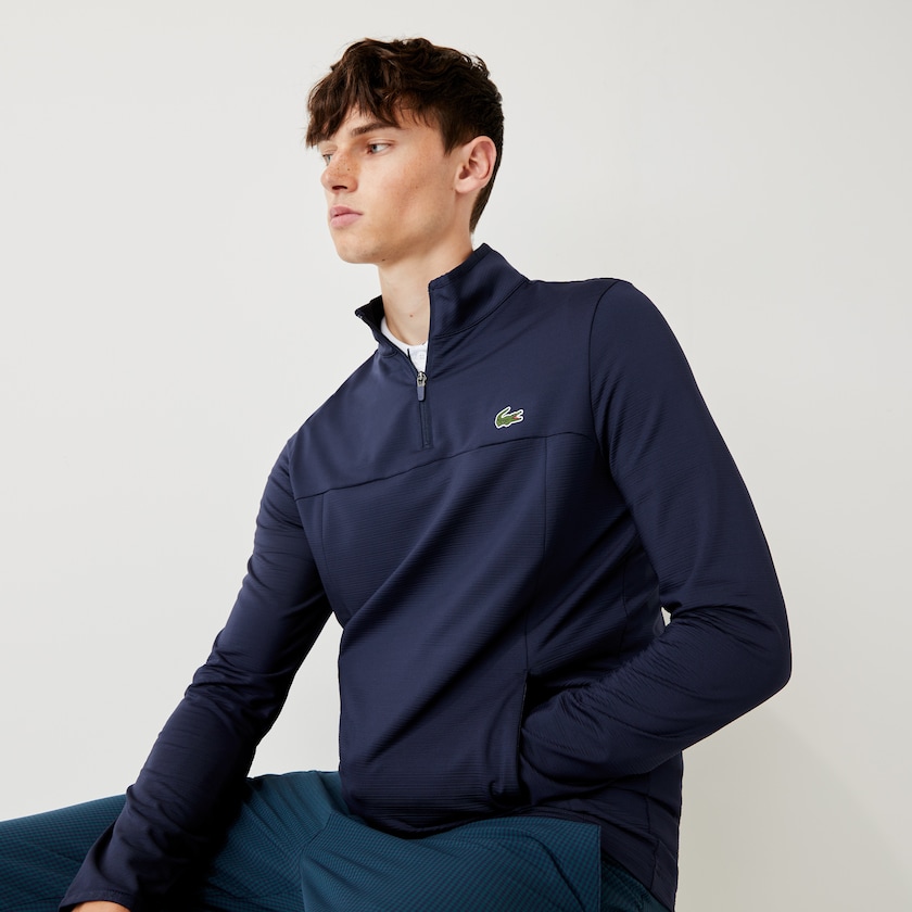 Sudaderas Lacoste SPORT Stretch Zippered Collar Hombre Azul Marino Azules | BB0-52515U1