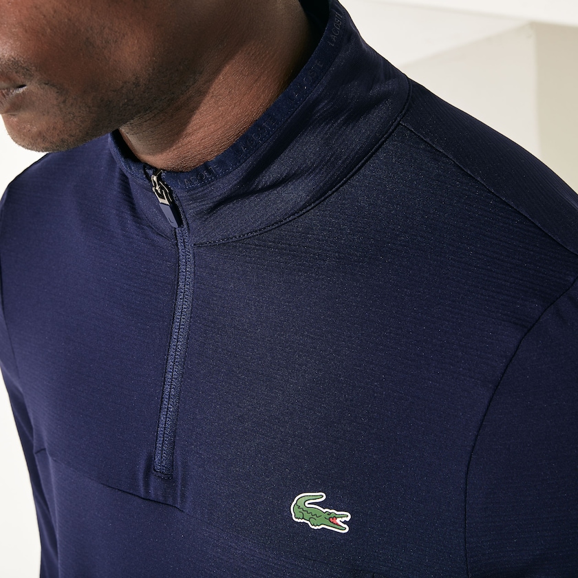 Sudaderas Lacoste SPORT Stretch Zippered Collar Hombre Azul Marino Azules | BB0-52515U1