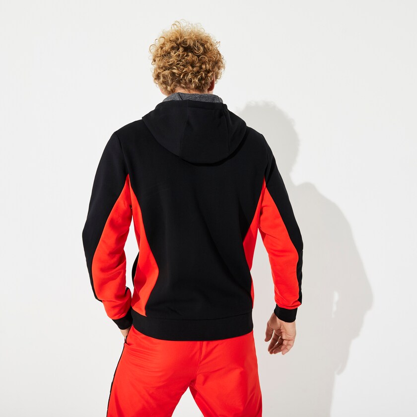 Sudaderas Lacoste SPORT Two-Tone Fleece Hoody Hombre Negros Rojos Grises | VZ4-64186E5