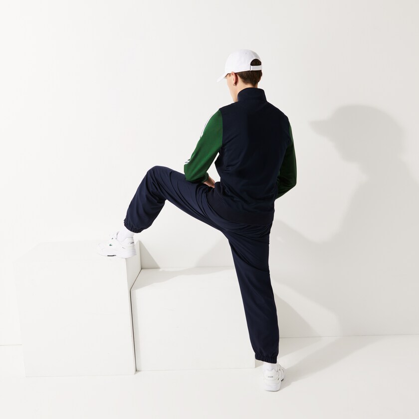 Sudaderas Lacoste SPORT Two-Tone Technical Piqué Zip Hombre Azul Marino Azules Verdes | RO2-64816Q3