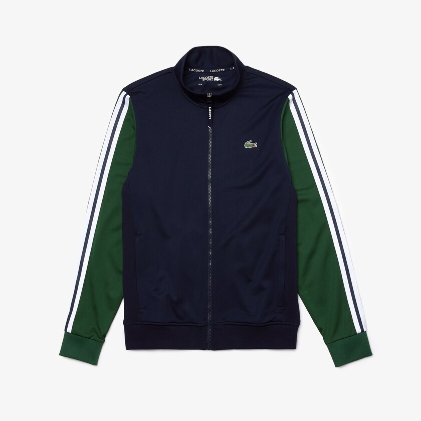 Sudaderas Lacoste SPORT Two-Tone Technical Piqué Zip Hombre Azul Marino Azules Verdes | RO2-64816Q3
