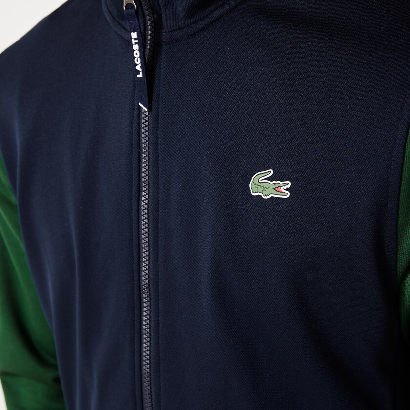 Sudaderas Lacoste SPORT Two-Tone Technical Piqué Zip Hombre Azul Marino Azules Verdes | RO2-64816Q3