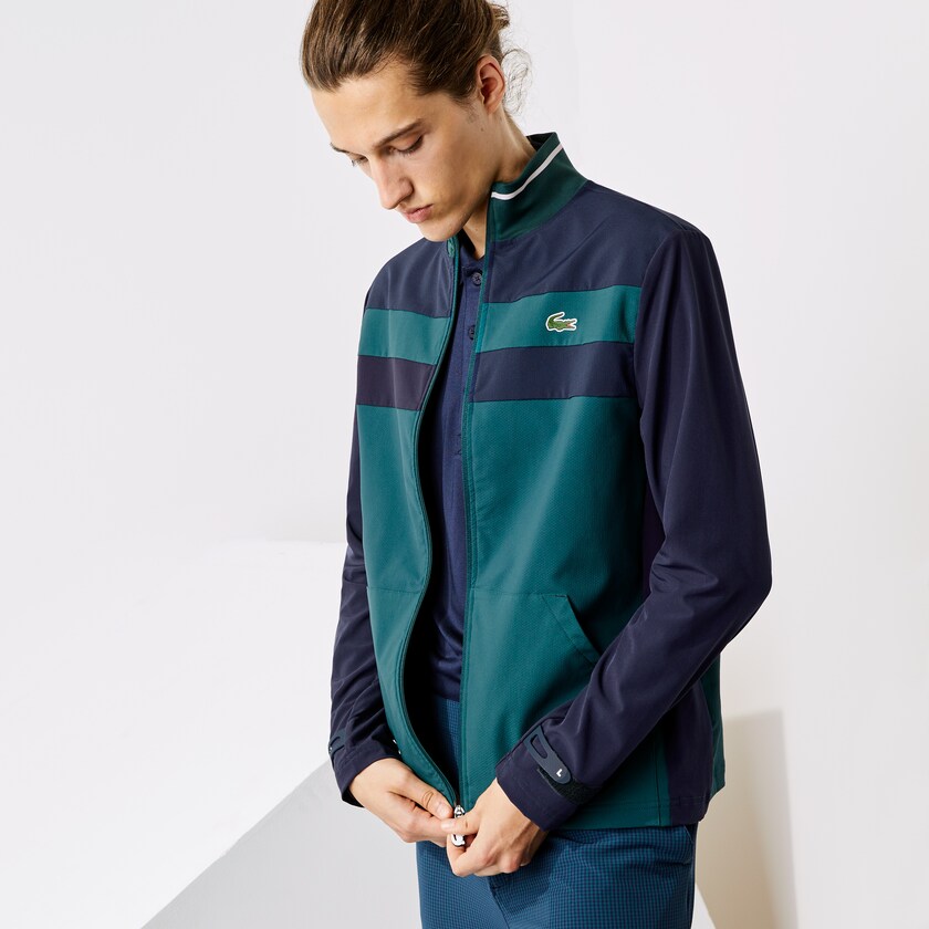 Sudaderas Lacoste SPORT Two-Tone Zippered Golf Hombre Verdes Azul Marino Azules Blancos | KW0-59355Y5